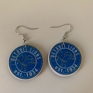 Detroit Lions NFL Football Hand Made 3CM Earrings Dangle